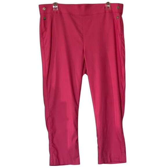Women's Rafaella Comfort Pink Mid-Rise Capri Pants Viscose Nylon Blend Size 14 - Picture 1 of 15